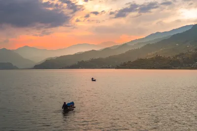 Evening Boats on Phewa Lake, Pokhara
